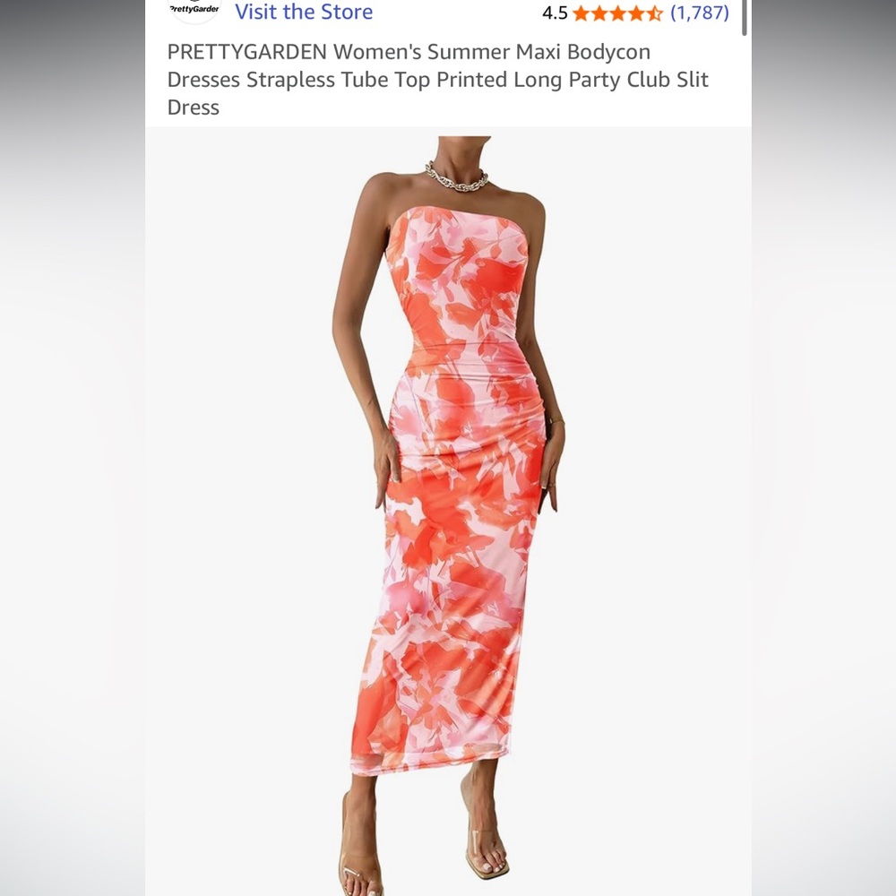 Women's Strapless Orange Maxi Dress